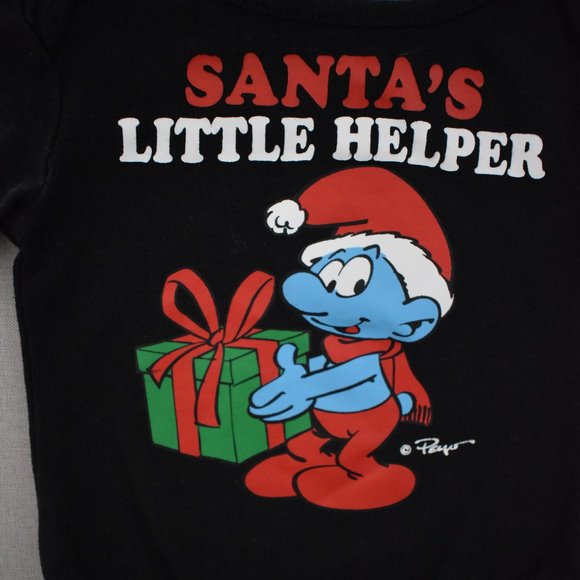 Peyo Smurfs Santa's Little Helper Bodysuit 0-3 Months - Picture 4 of 8